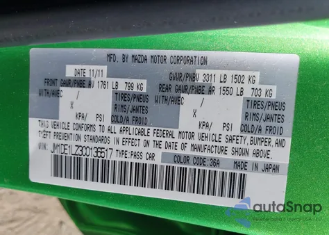 2012 Mazda Mazda2 Touring из США, поврежденный, VIN JM1DE1LZ3C0136517